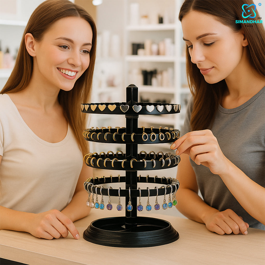 Rotating Round Plastic Stand for Earrings & Studs