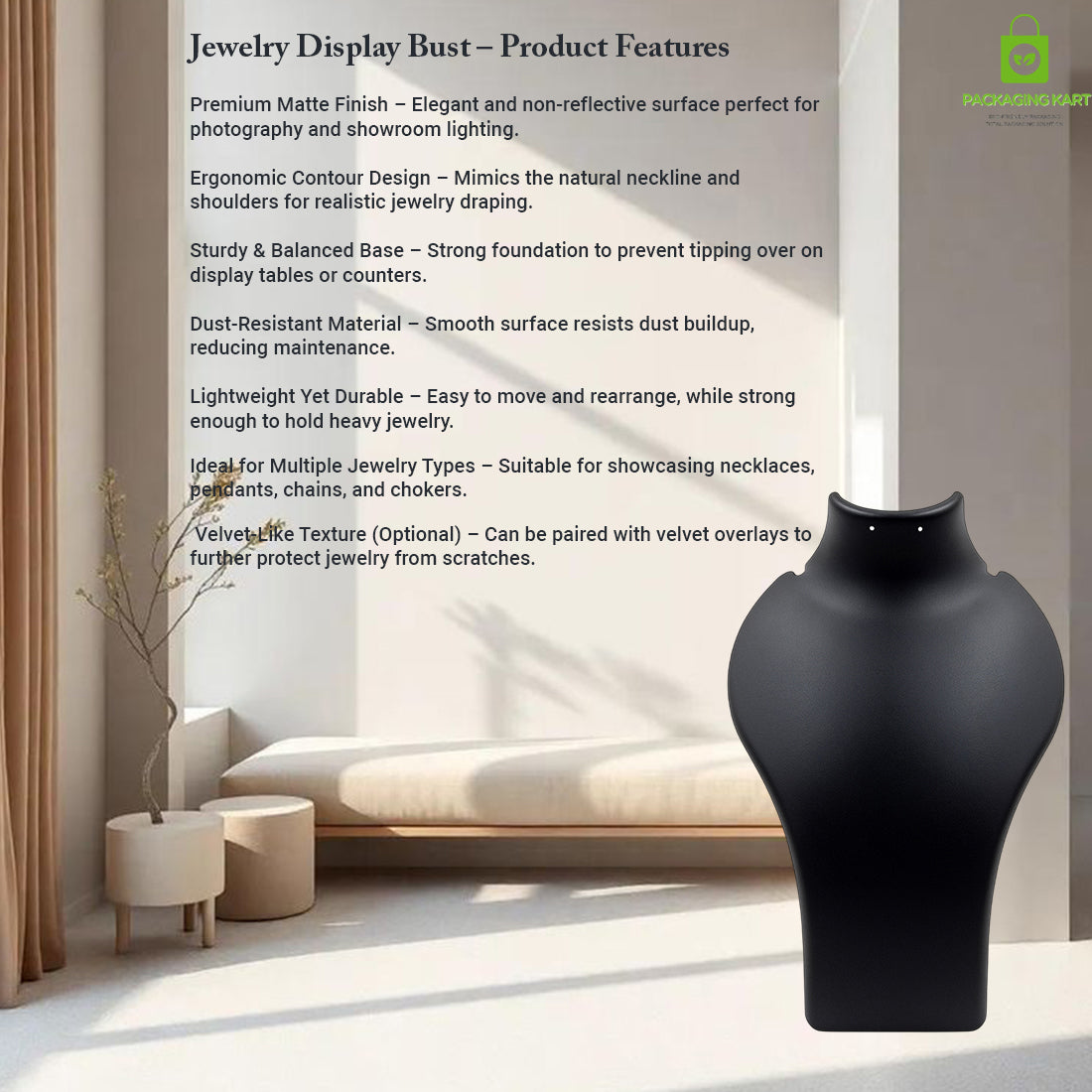 Classic Plastic Jewellery Display Statue for Elegant Presentation