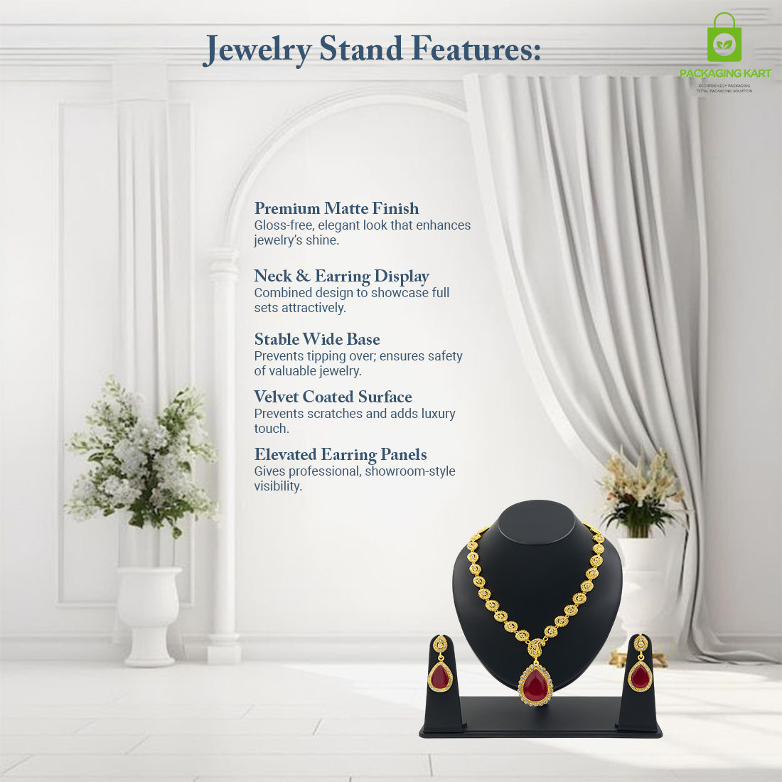 High-Quality Plastic Necklace Display Statue – Premium Jewellery Showcase Stand