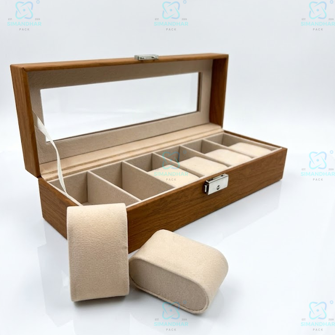 Luxury 6 Slot Velvet Leather Watch Box Organizer for Men & Women