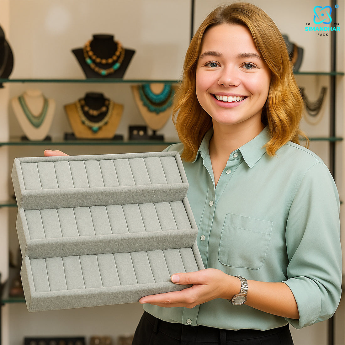 3 Layer Jewelry Tray for Bangles – Premium Velvet Multi-Level Storage