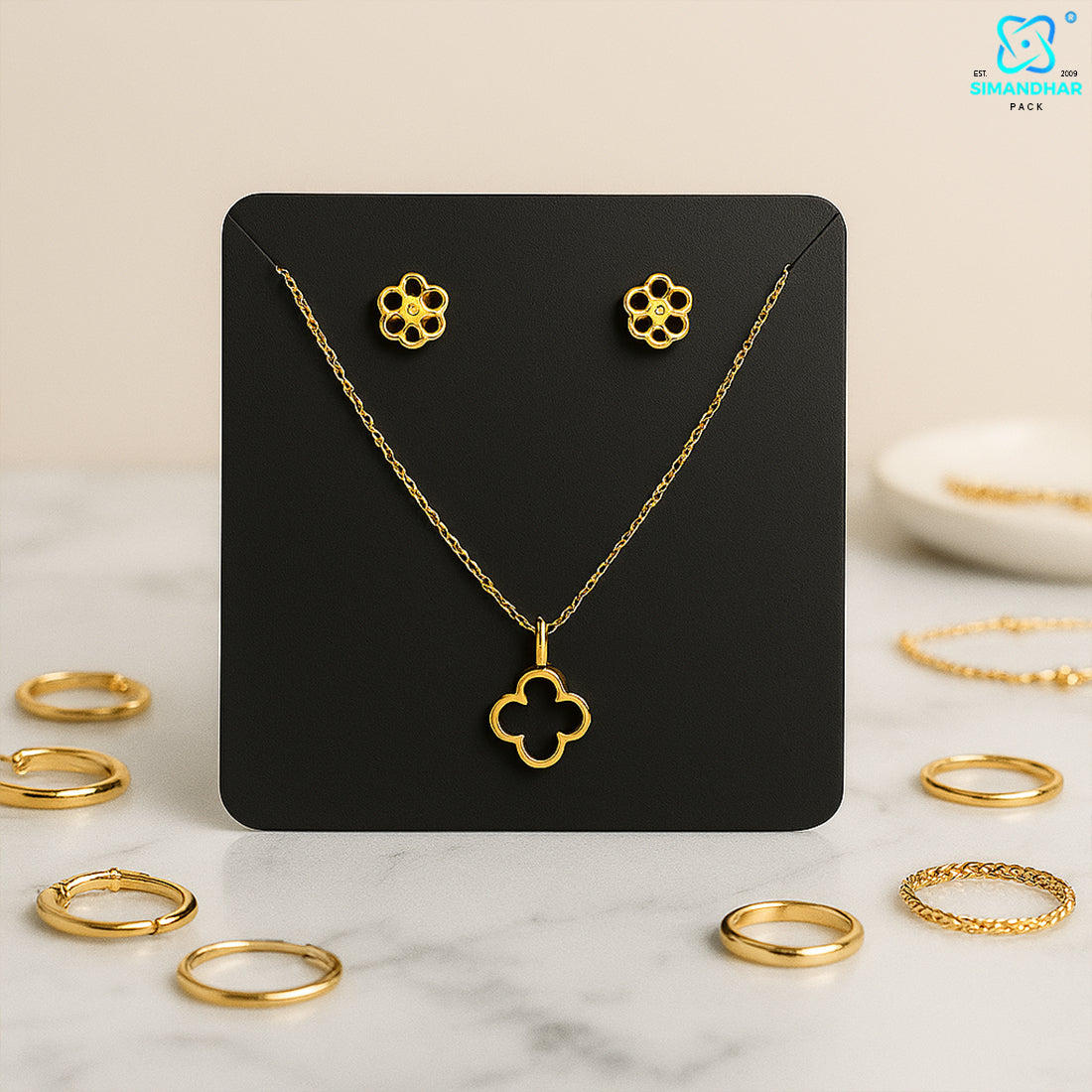 Fashion Jewellery Set Card in Black for Elegant Packaging
