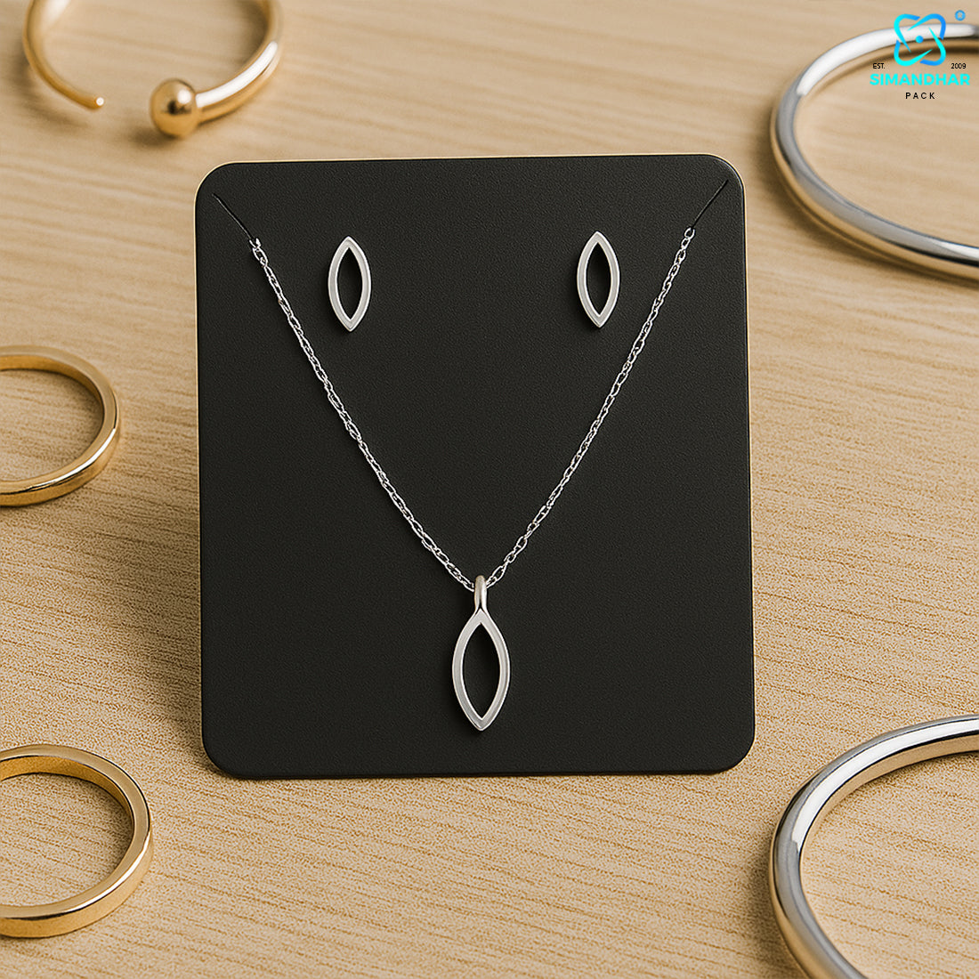 Fashion Jewellery Set Card in Black for Elegant Packaging
