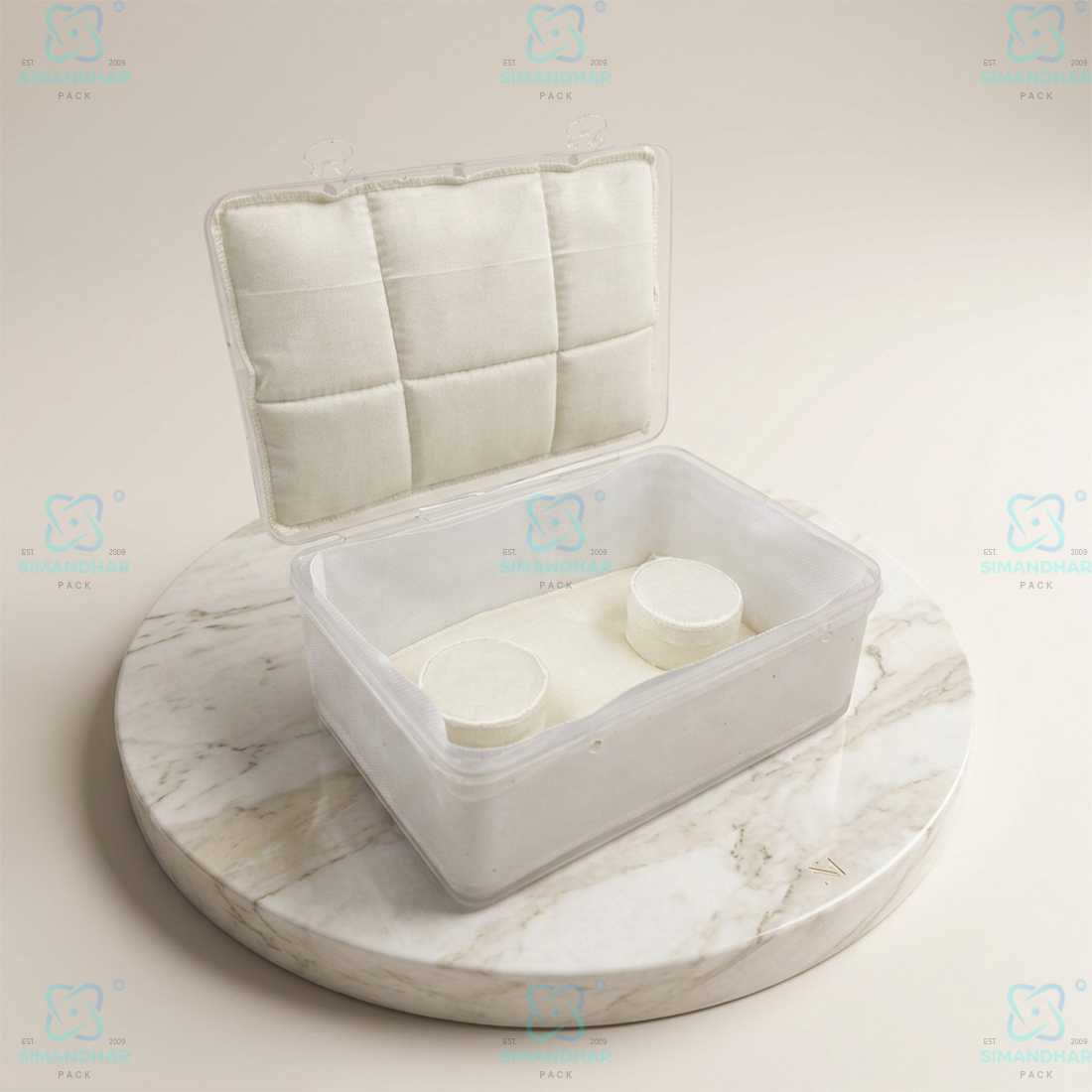 Multipurpose Plastic Jewellery Box with White Cushion Cotton Padding for Rings, Chains & Earrings