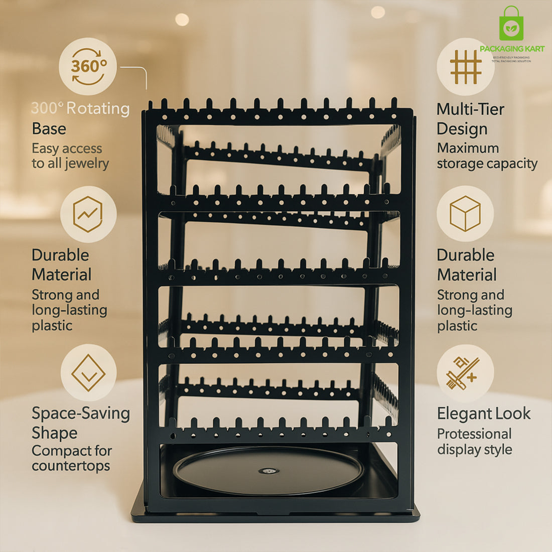 360 Degree Square Earring Stand Plastic Rotating Display (Copy)