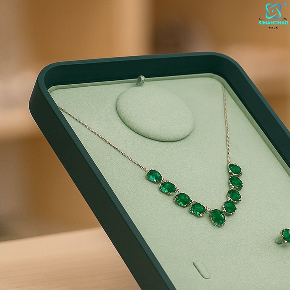 Green Necklace Display Tray | Pendant & Chain Jewellery Organizer