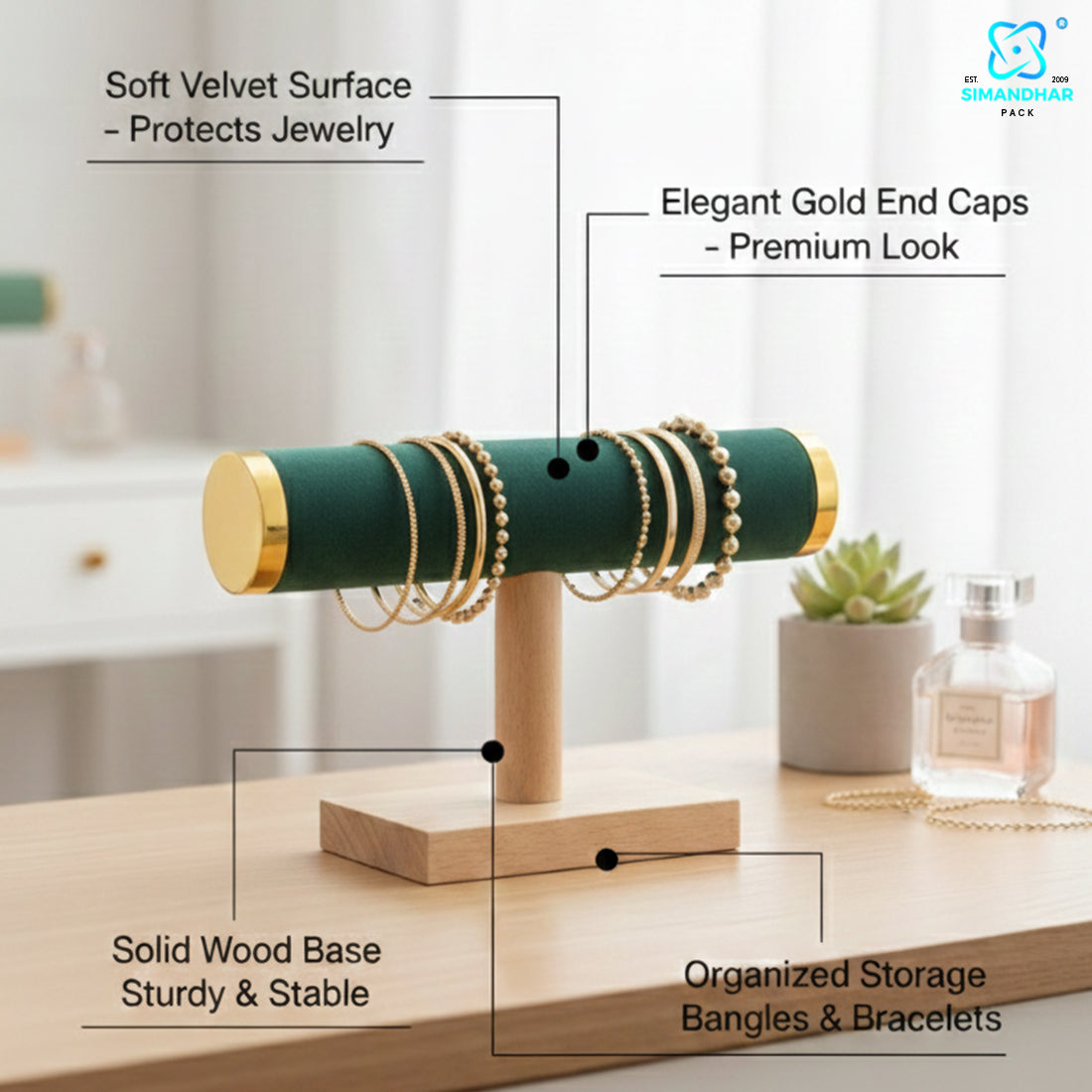 Luxury Velvet Bangle Bracelet Holder Stand for Jewellery Display