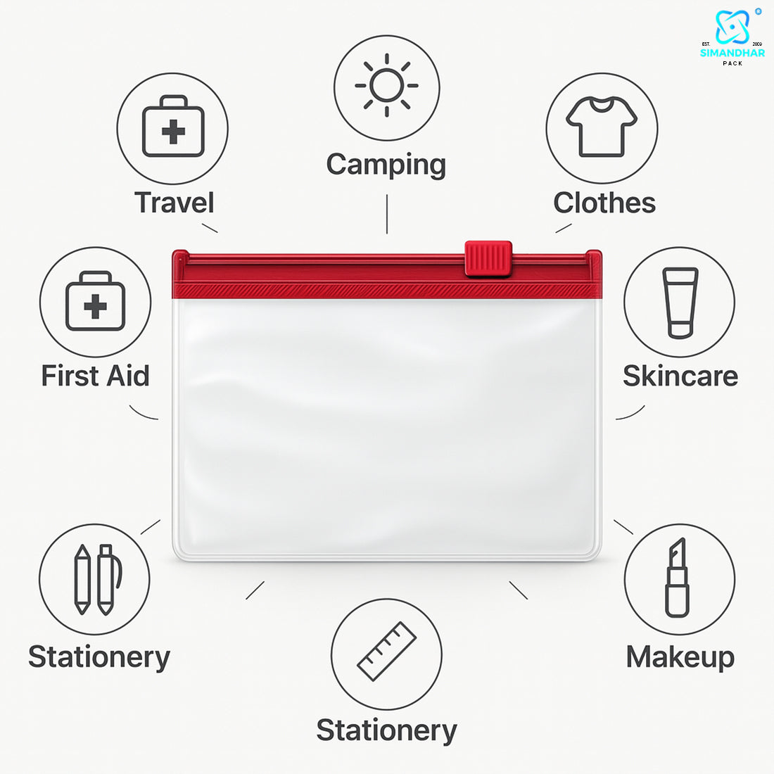 Red Clear Jewelry Pouch – Transparent Zip Bag for Earrings, Rings & Gifts