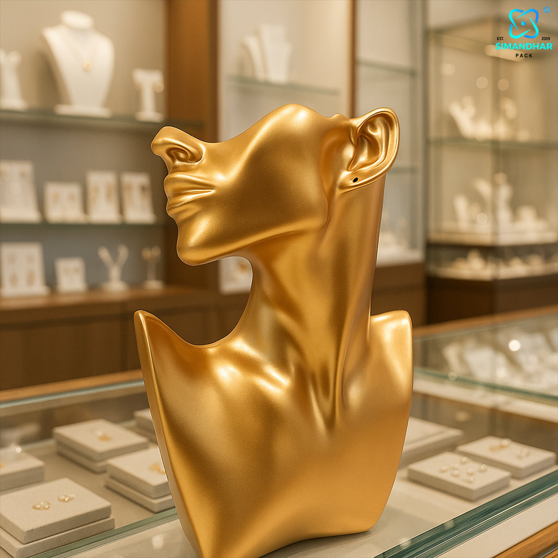 Premium Golden Mannequin Statue for Jewellery Shops & Exhibitions