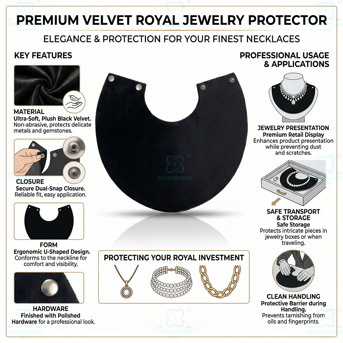 Premium Quality Leather Velvet Foldable Necklace Statue for Jewellery Display | Elegant Necklace Stand