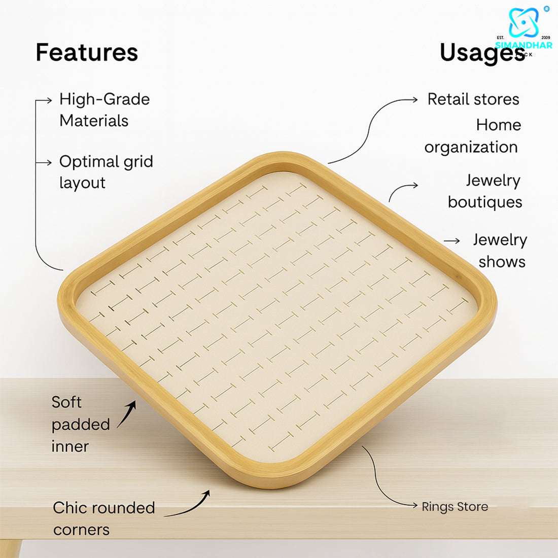 Premium Green Jewellery Ring Tray – Elegant Storage Solution