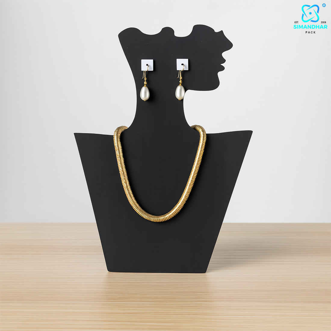 Elegant Matte Black Accessory Stand for Rings, Earrings & Necklaces