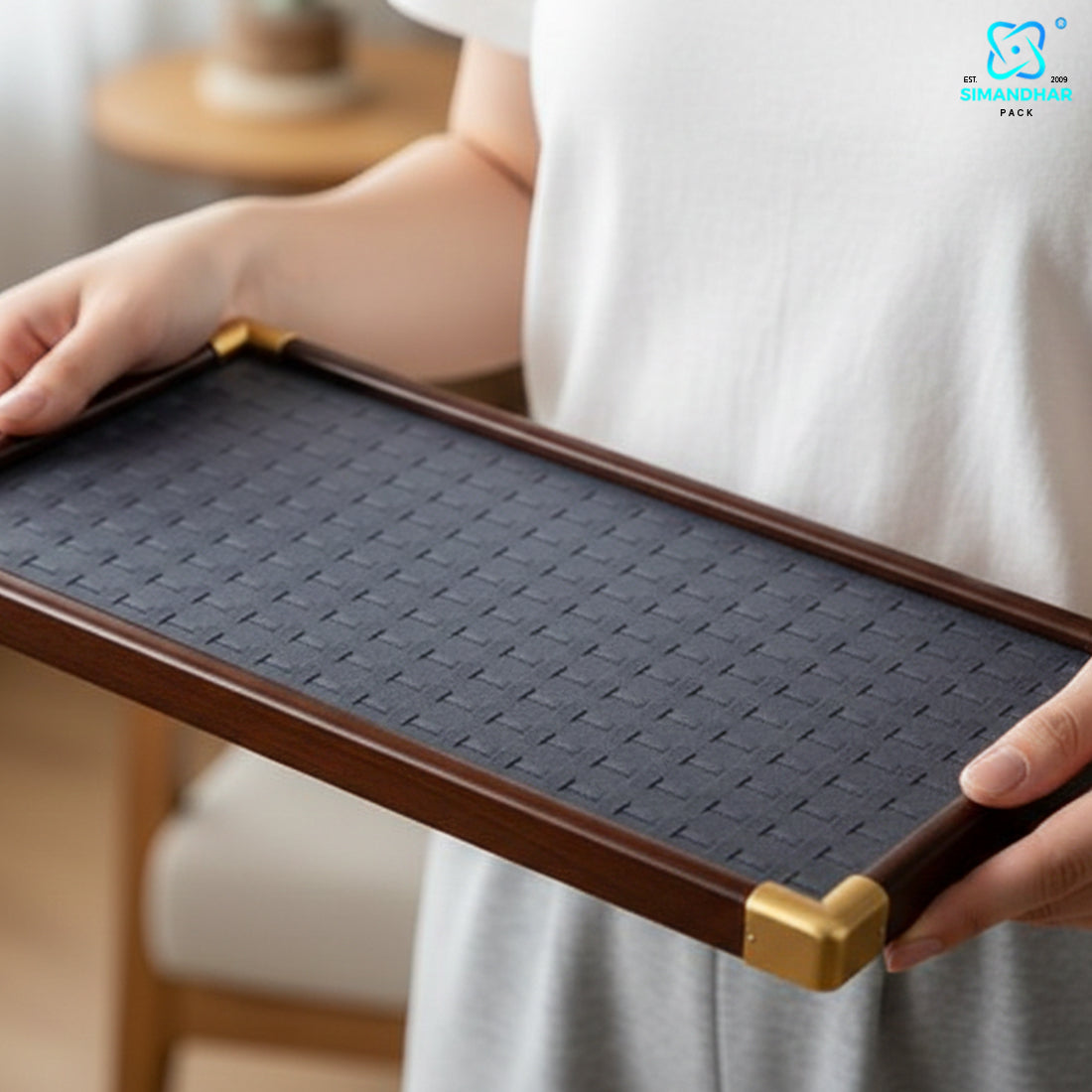 Fancy Velvet Rings Wooden Display Tray for Jewellery