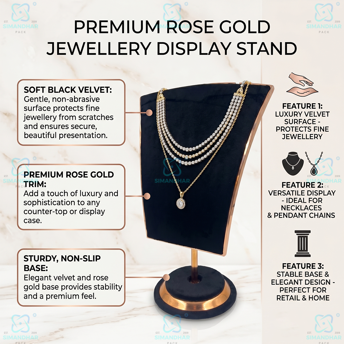 Premium Quality Velvet Jewellery Display Bust for Chains & Necklaces