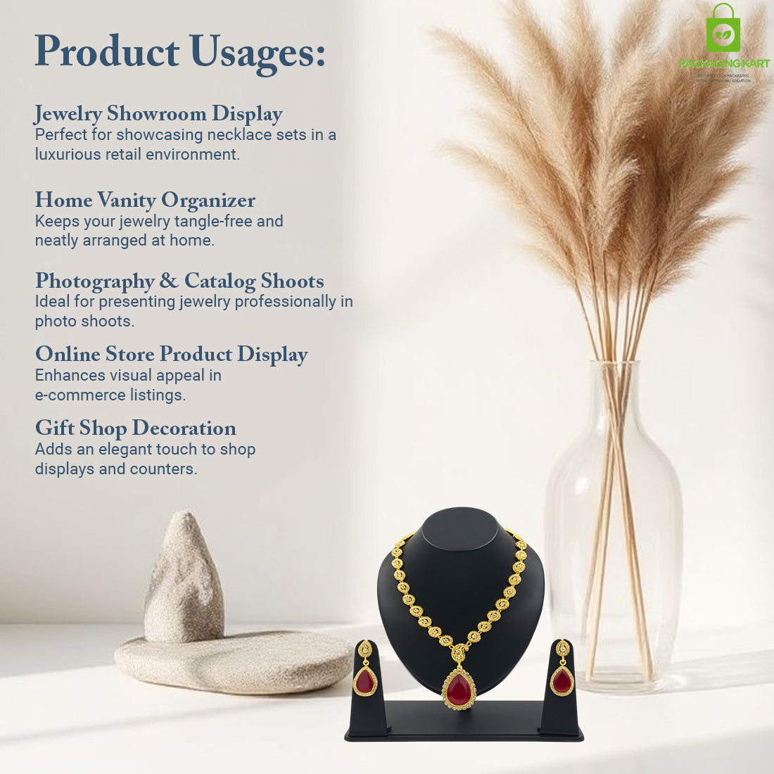 High-Quality Plastic Necklace Display Statue – Premium Jewellery Showcase Stand