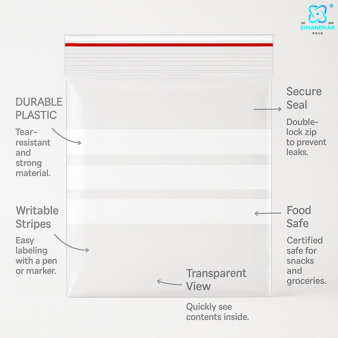 WOP Zip Lock Bag 350 Gauge – Heavy Duty Reusable Storage Bags)