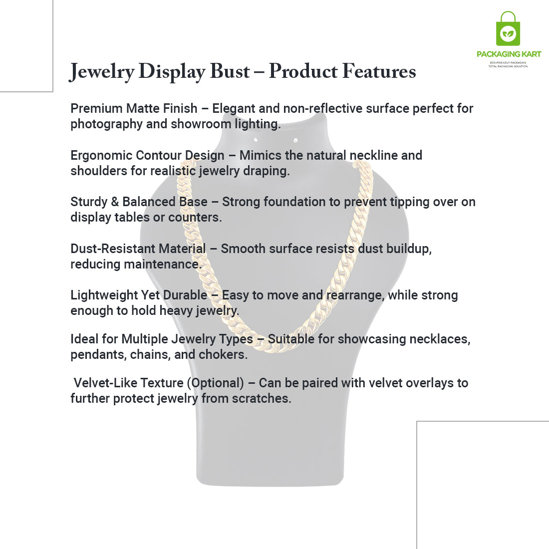 Professional Plastic Jewellery Display Statue – Lightweight & Durable Showpiece Stand