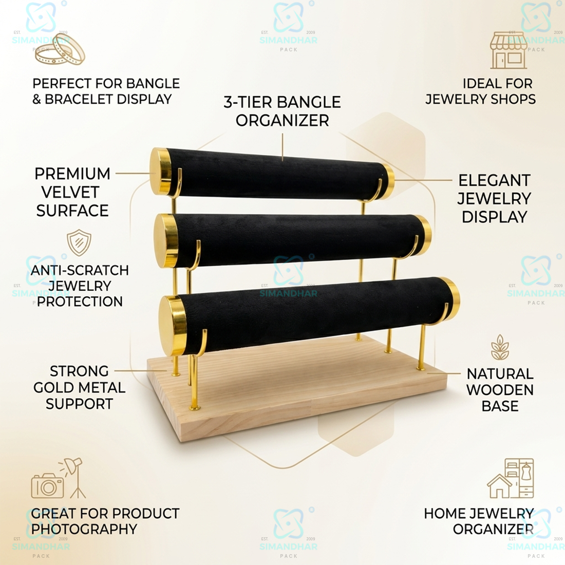 PremiumJewellery Velvet Bangle Display Stand – Stylish Kada Organizer