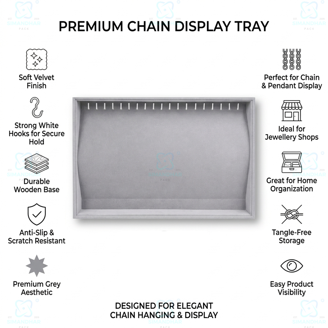 Premium Velvet Chain Tray for Jewellery Display – Elegant Organizer