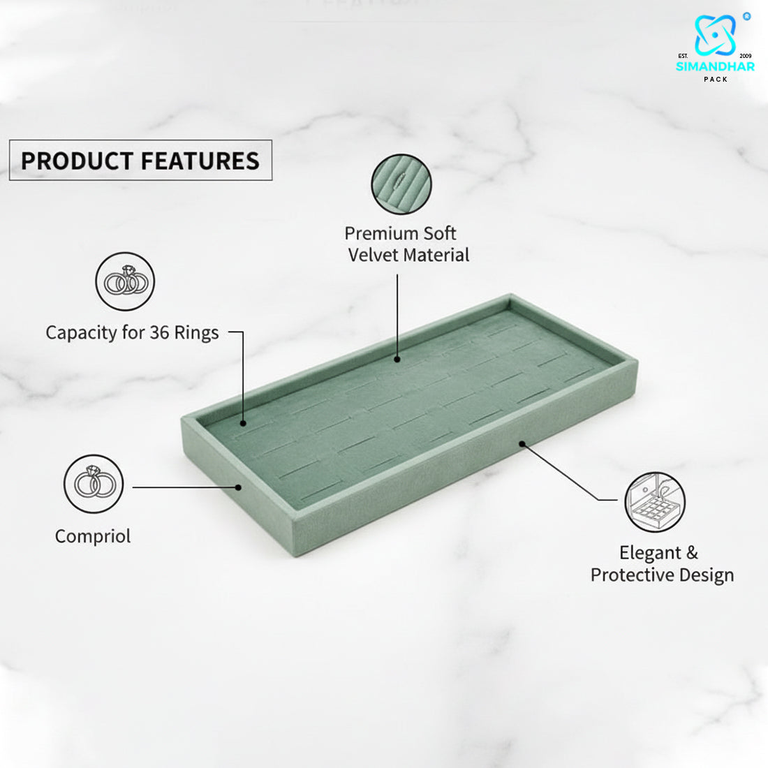 Premium Velvet Jewellery Ring Tray for Elegant Display