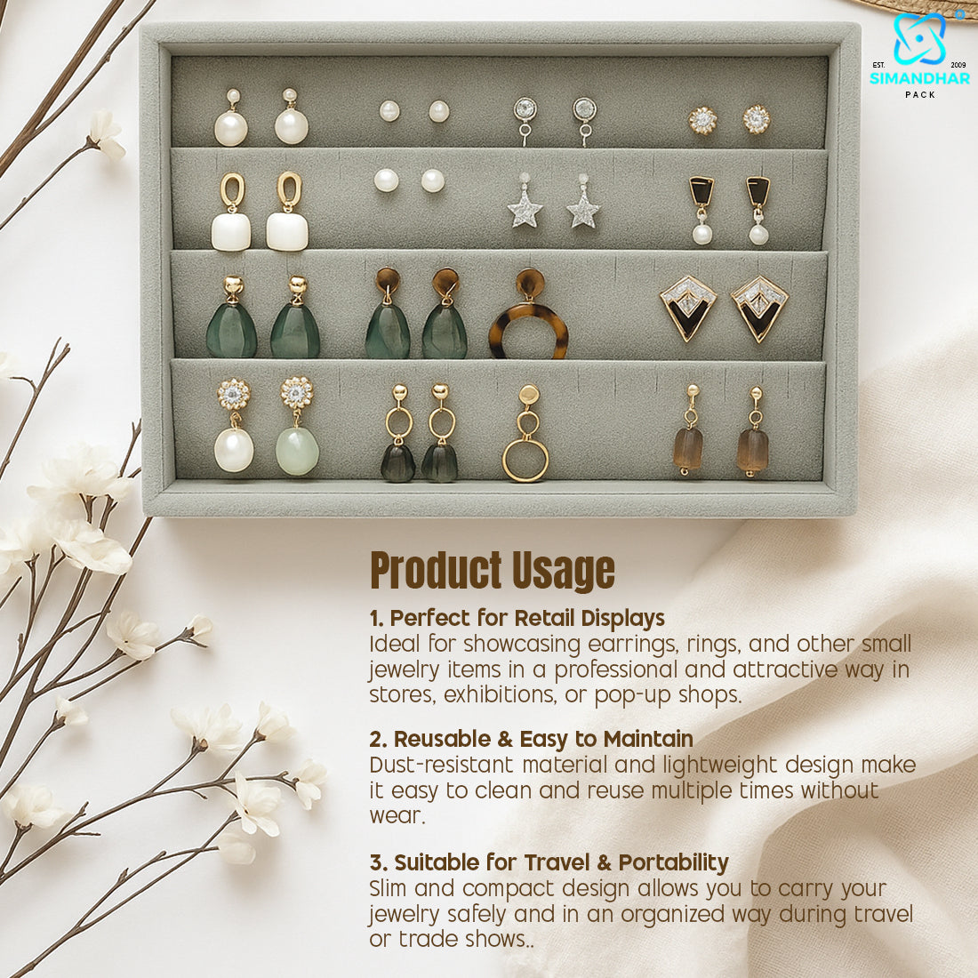 Compact Earring Organizer Tray for Studs & Hoops