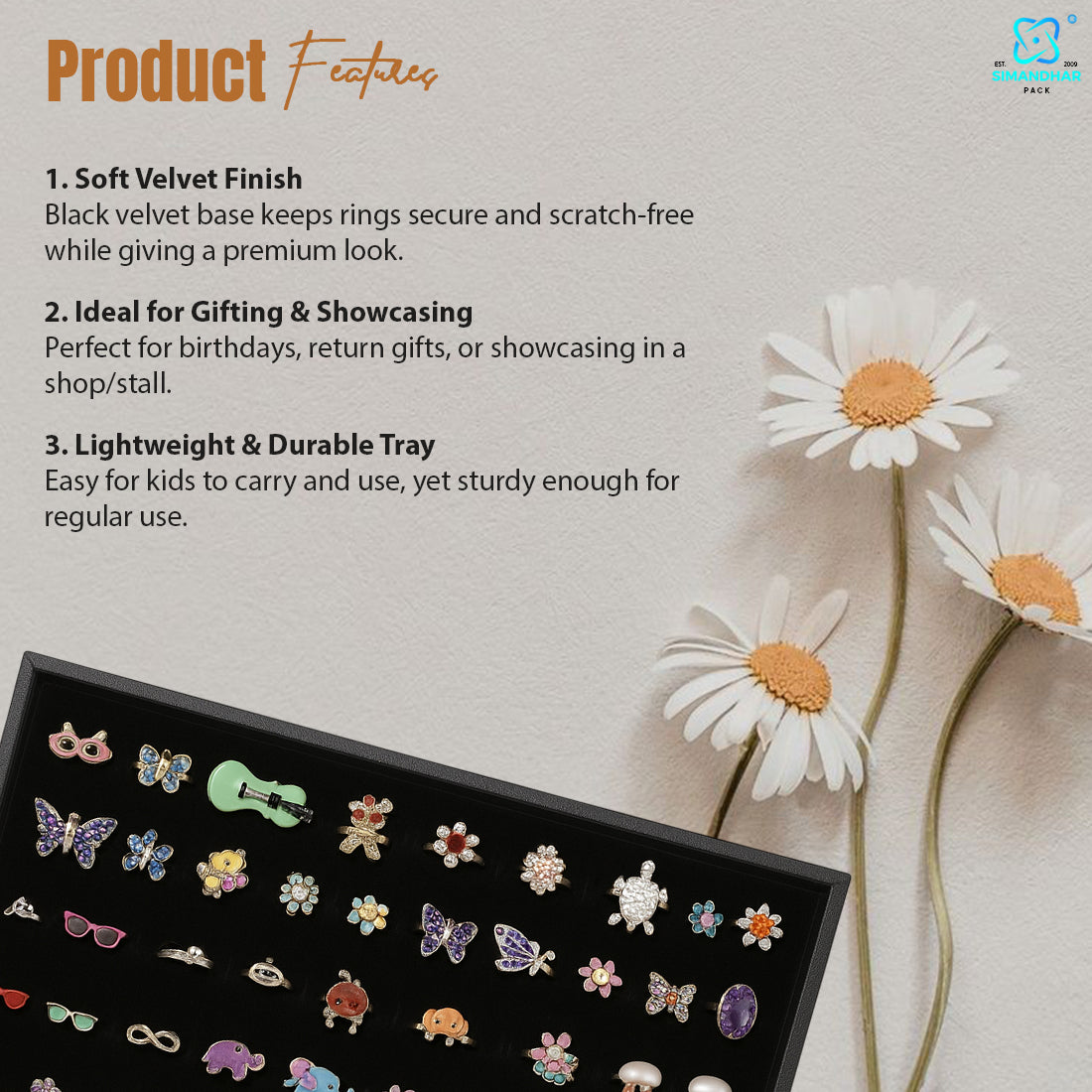 Compact Ring Organizer Tray for Rings Collection