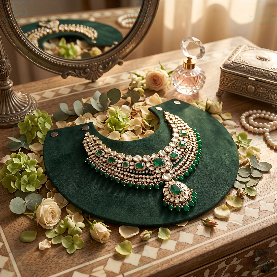 Premium Quality Leather Velvet Foldable Necklace Statue for Jewellery Display | Elegant Necklace Stand