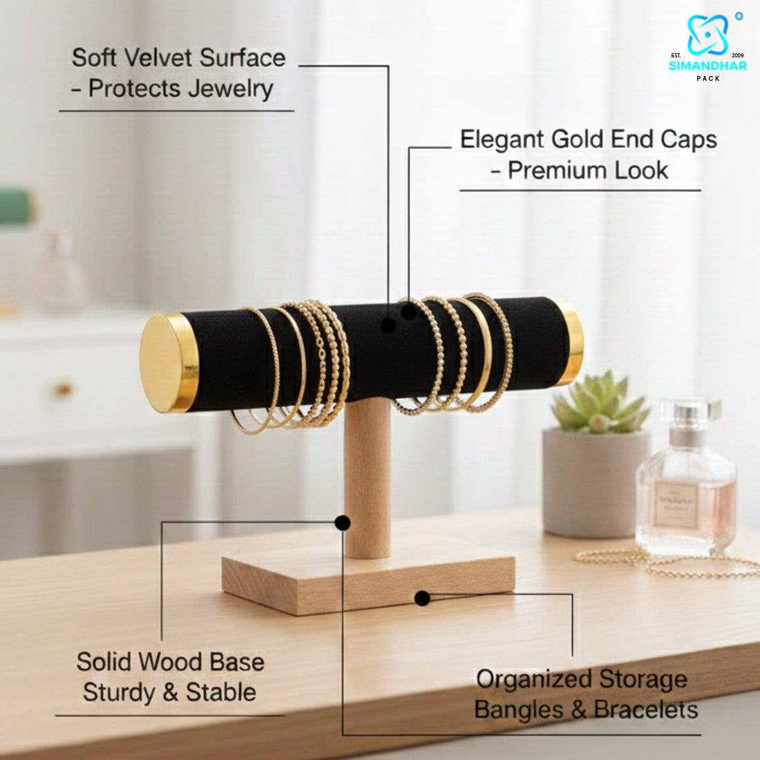 Elegant Velvet Bangle & Bracelet Display Stand for Shop