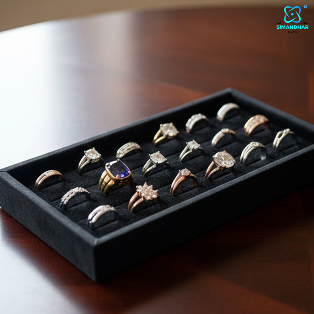 Elegant Velvet Ring Tray for Jewellery Shop & Home Use
