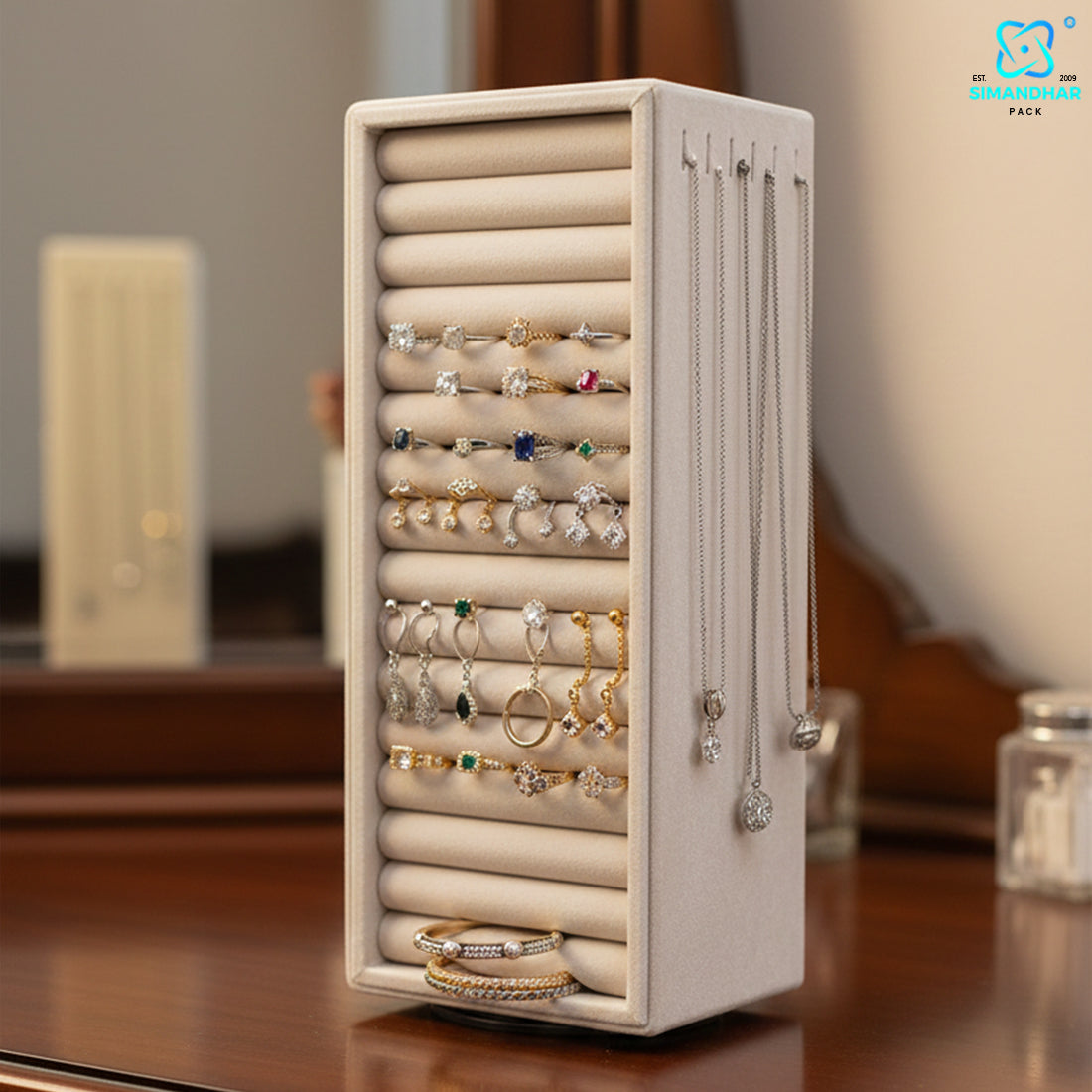 2 in 1 Rotated Jewellery Set with Chain, Bangles & Rings for Women