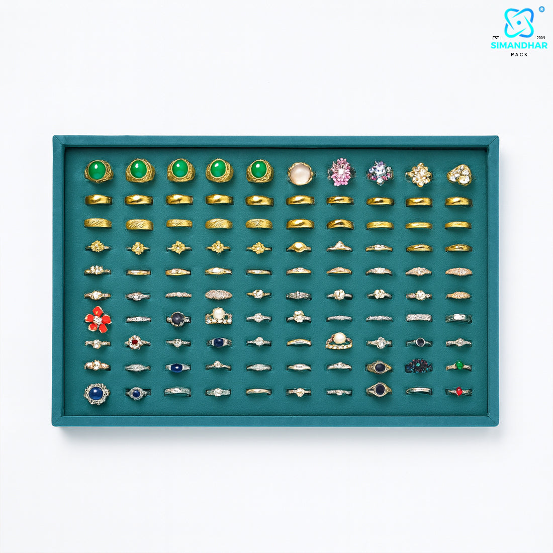 Elegant Green Jewellery Tray – Ring Arrangement