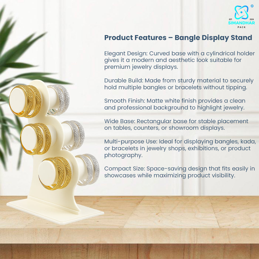 white Plastic 3 Roll Jewelry Bangle Display Stand Holder For Jewelry Storage And Jewelry Shop