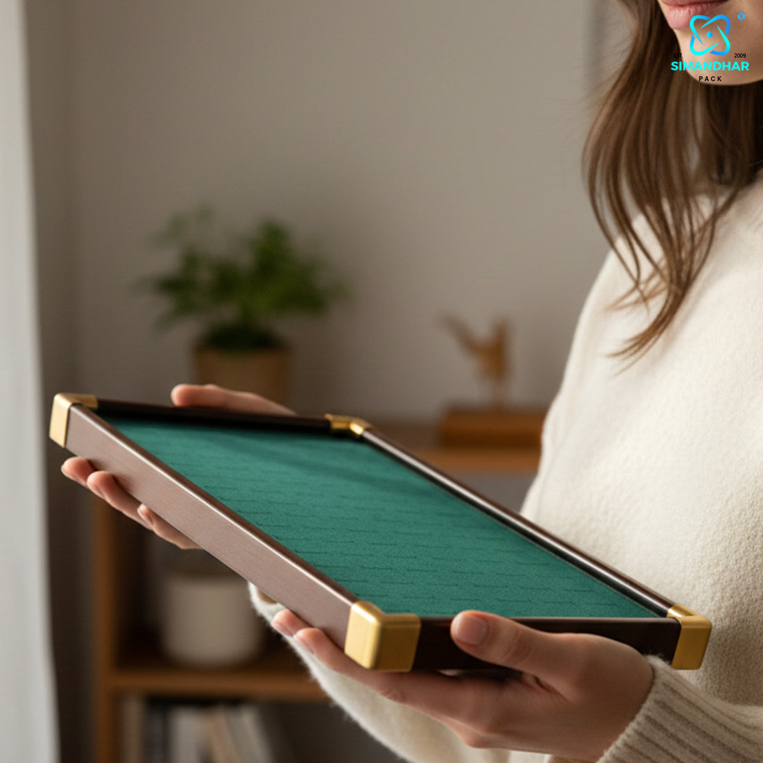 Fancy Velvet Rings Wooden Display Tray for Jewellery