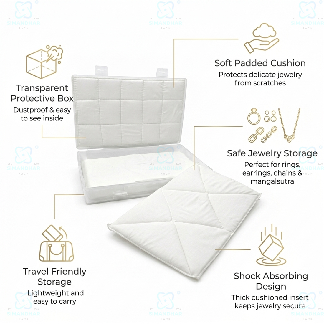 Compact Plastic Jewellery Organizer with Cushion Cotton Padding – Anti Tarnish Storage Box