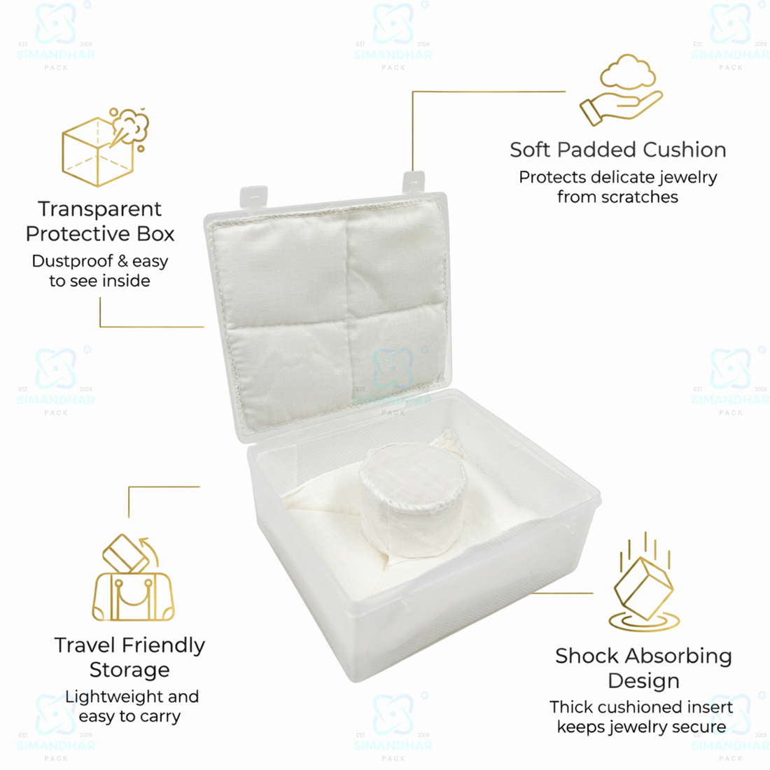 Jewellery Plastic Box with White Cushion Cotton Padding – Anti-Oxidation Jewellery Organizer for Safe Storage