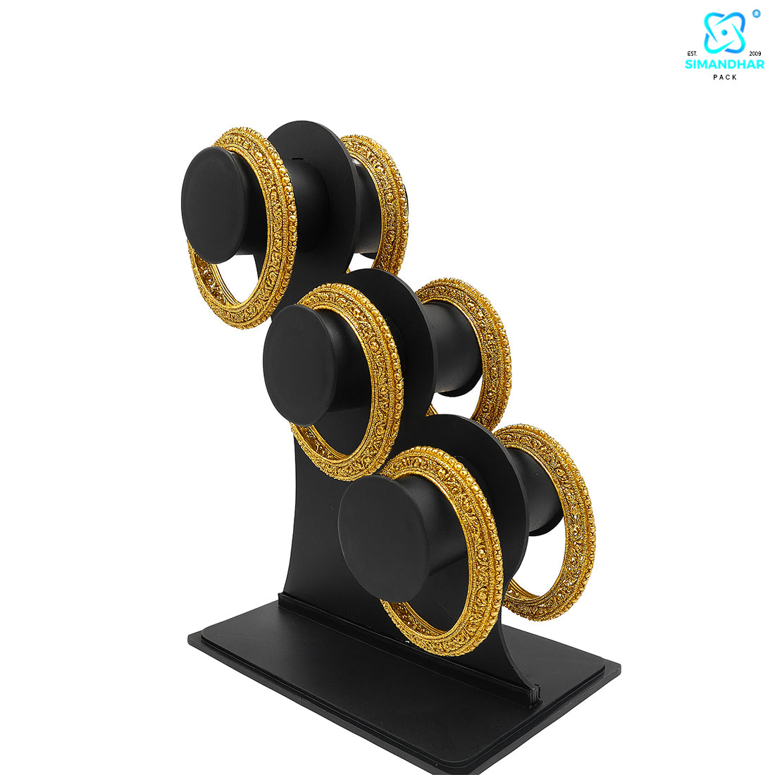 Black Plastic 3 Roll Jewelry Bangle Display Stand Holder For Jewelry Storage And Jewellery Shop