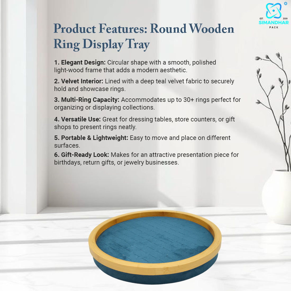 Luxury Circular Velvet Ring Organizer