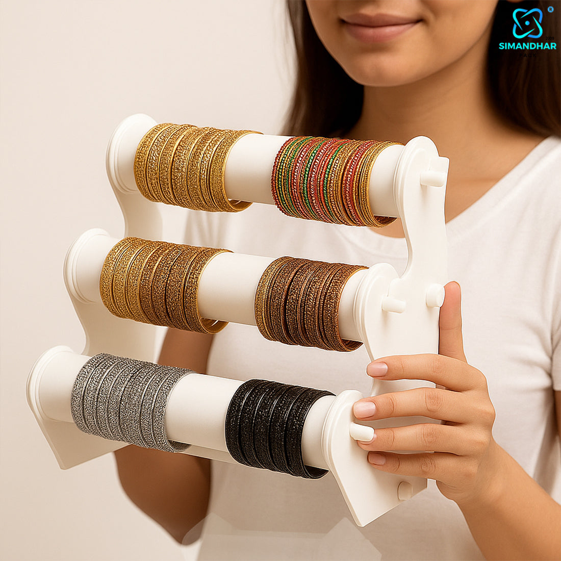 Black Plastic 3 Roll Jewelry Bangle Display Stand Holder For Jewelry Storage And Jewelry Shop