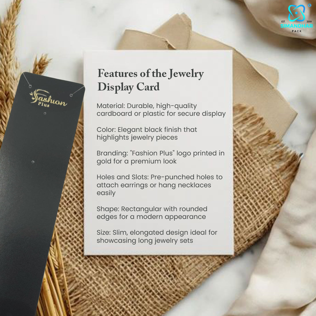Black Set Card for Fashion Jewellery Presentation