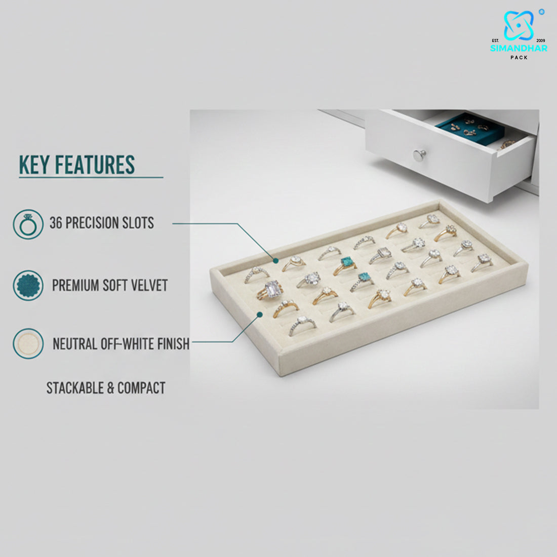 Designer Velvet Ring Display Tray for Showroom Presentation