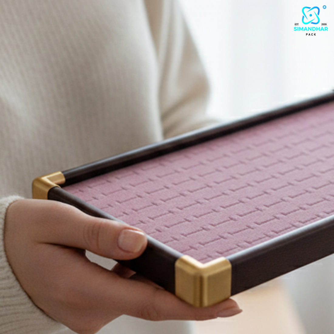 Fancy Velvet Rings Wooden Display Tray for Jewellery