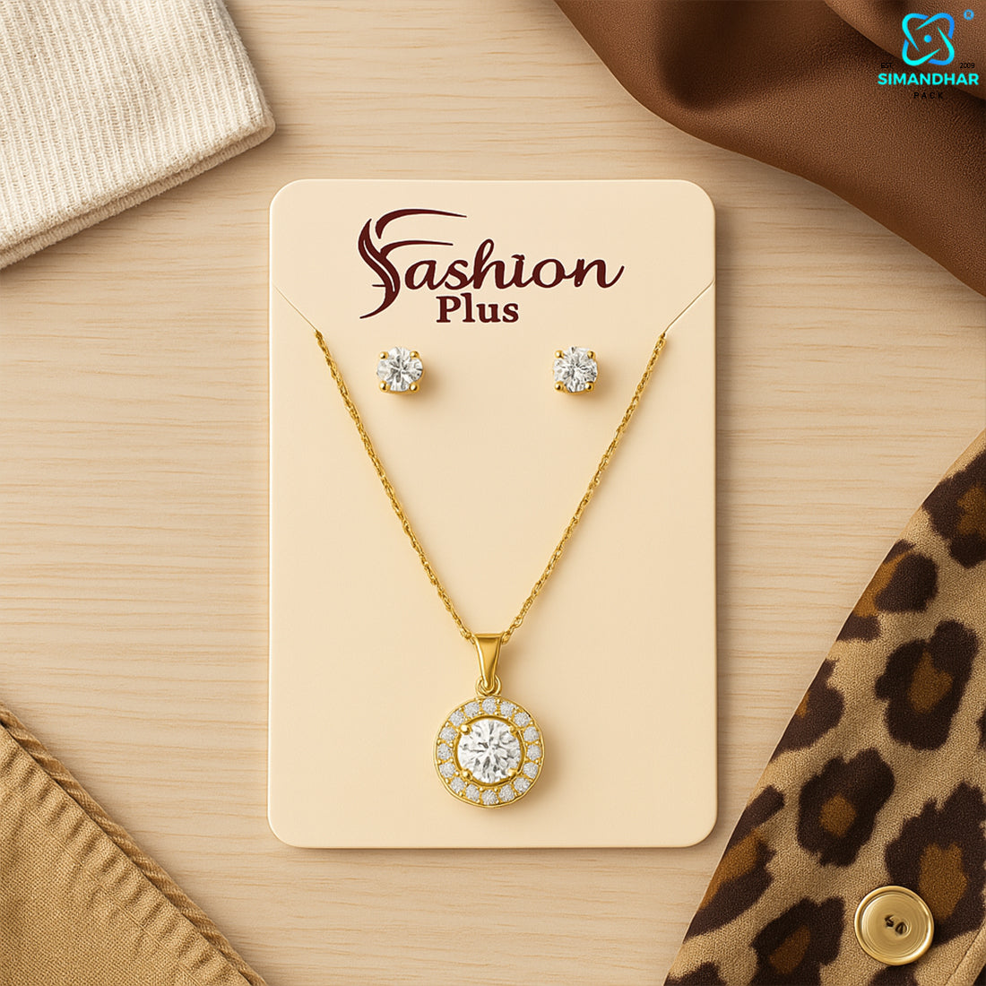 Elegant Cream Fashion Jewellery Set Card – Necklace & Earrings Holder