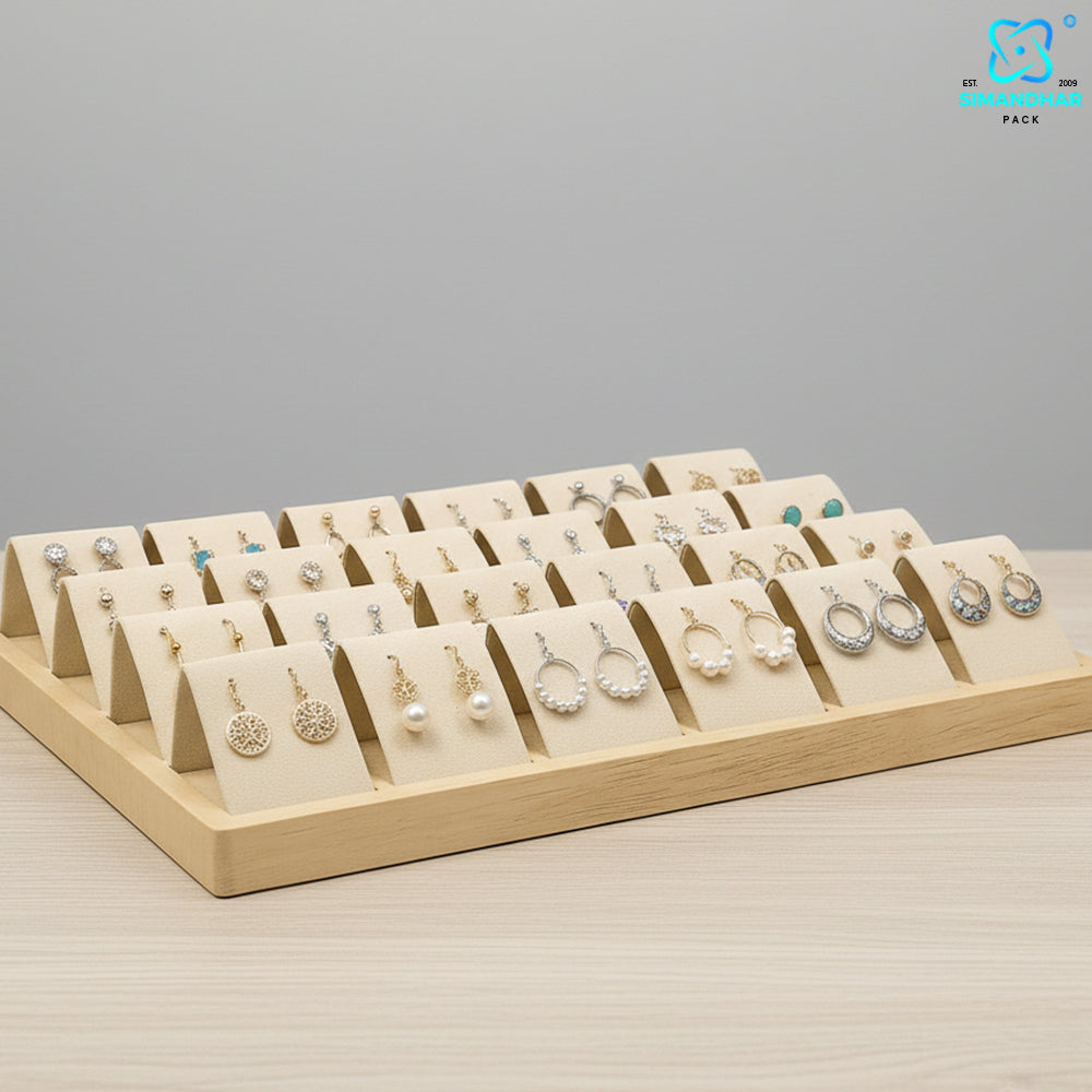 Stylish Cream Jewellery Tray for Earrings Showcase