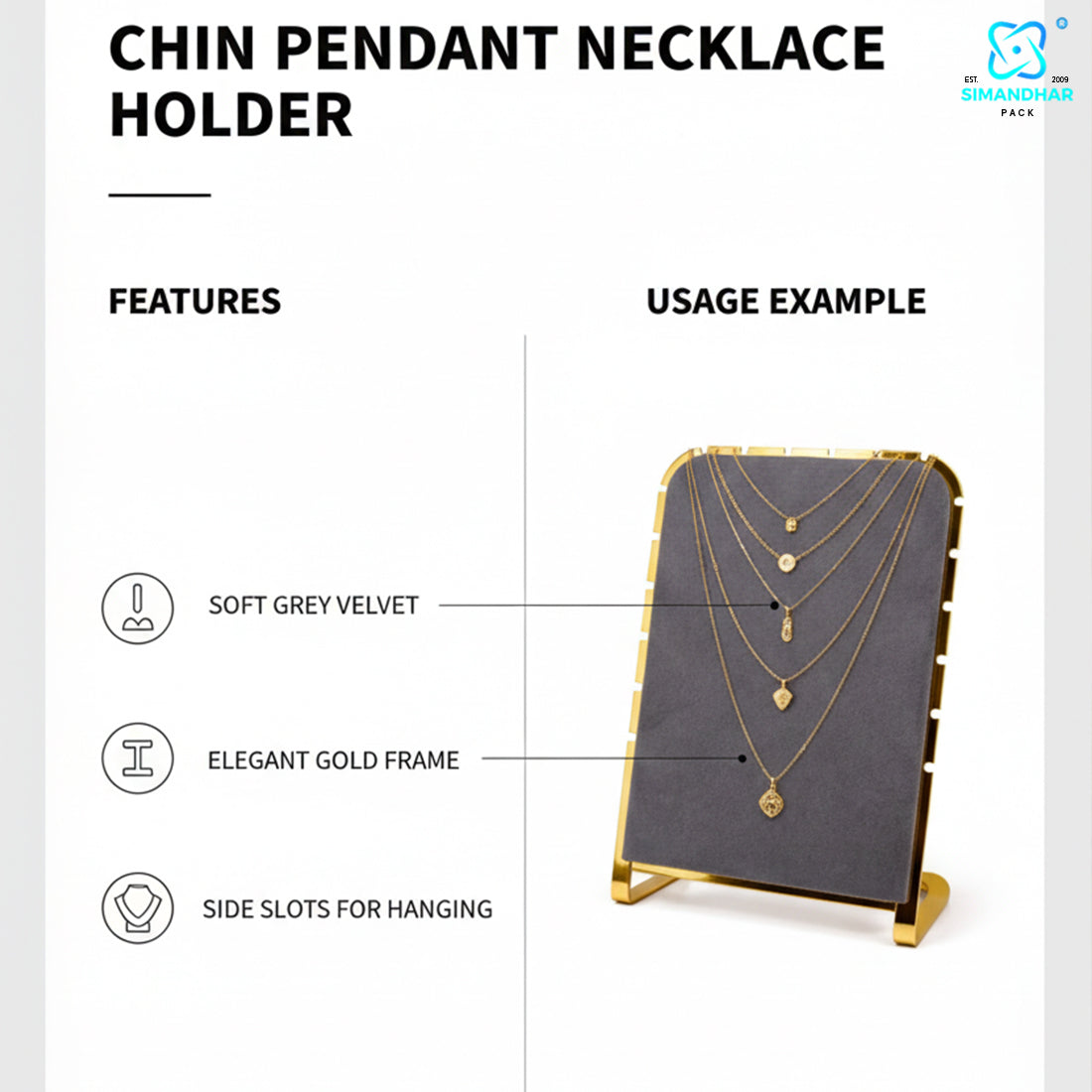 Luxury Velvet Chain Display Stand for Jewellery Showcase