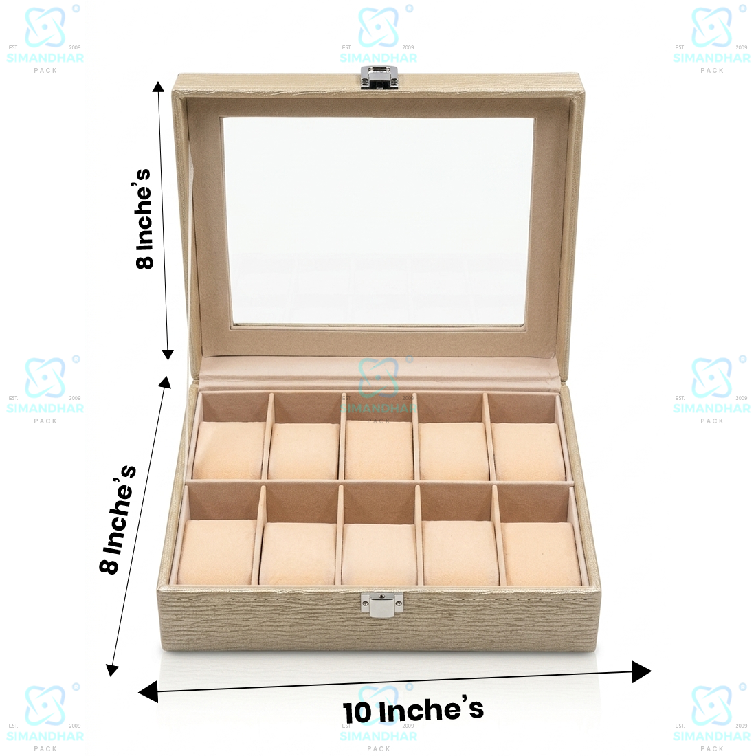Premium Velvet Watch Storage Box with 8 Compartments & Jewellery Organizer