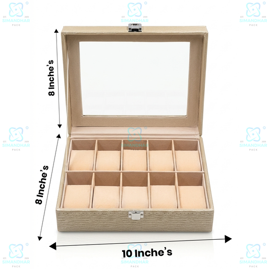 Premium Velvet Watch Storage Box with 8 Compartments & Jewellery Organizer