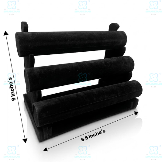 Designer Leather Velvet 3 Step Bangle Display Stand for Jewellery Shops