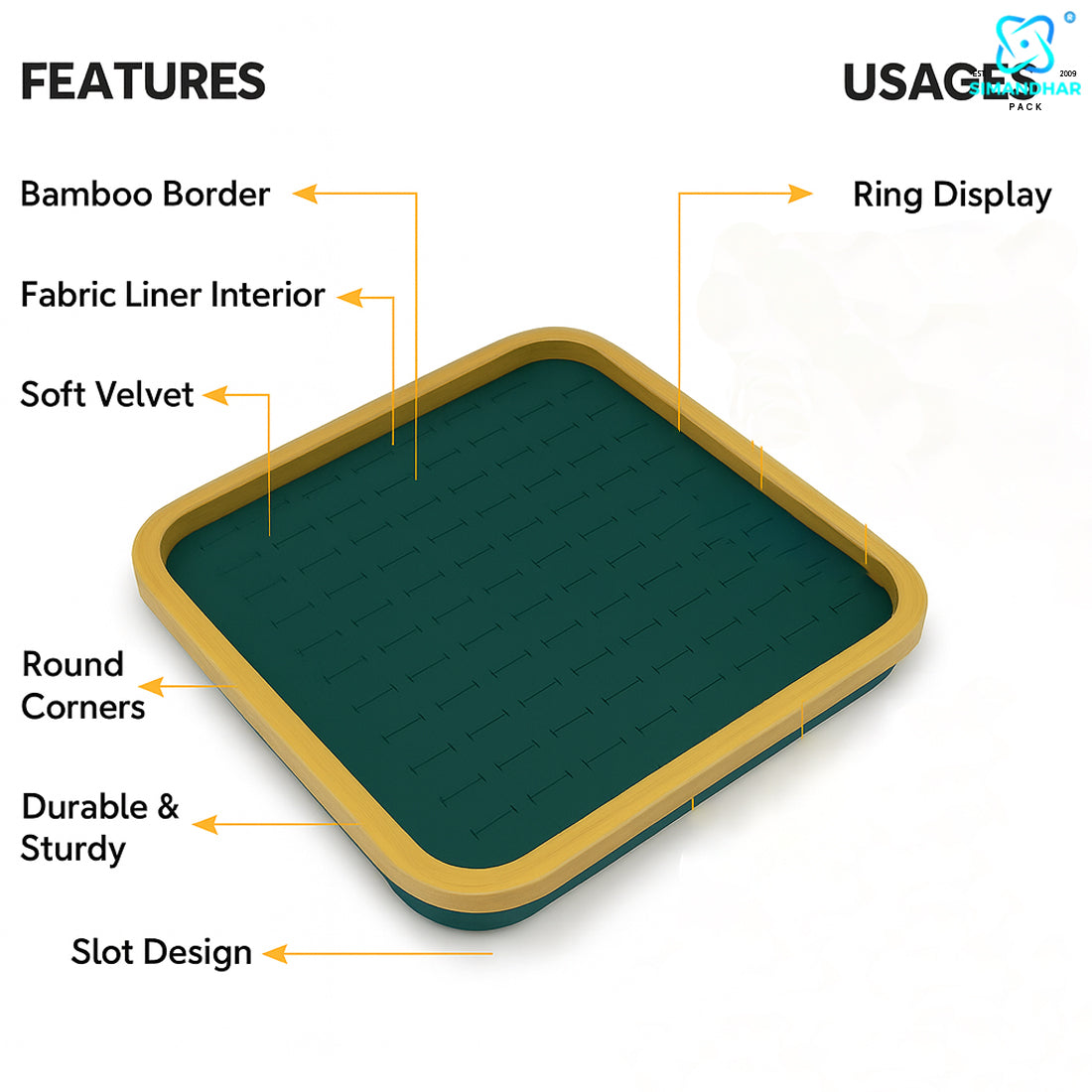 Premium Green Jewellery Ring Tray – Elegant Storage Solution