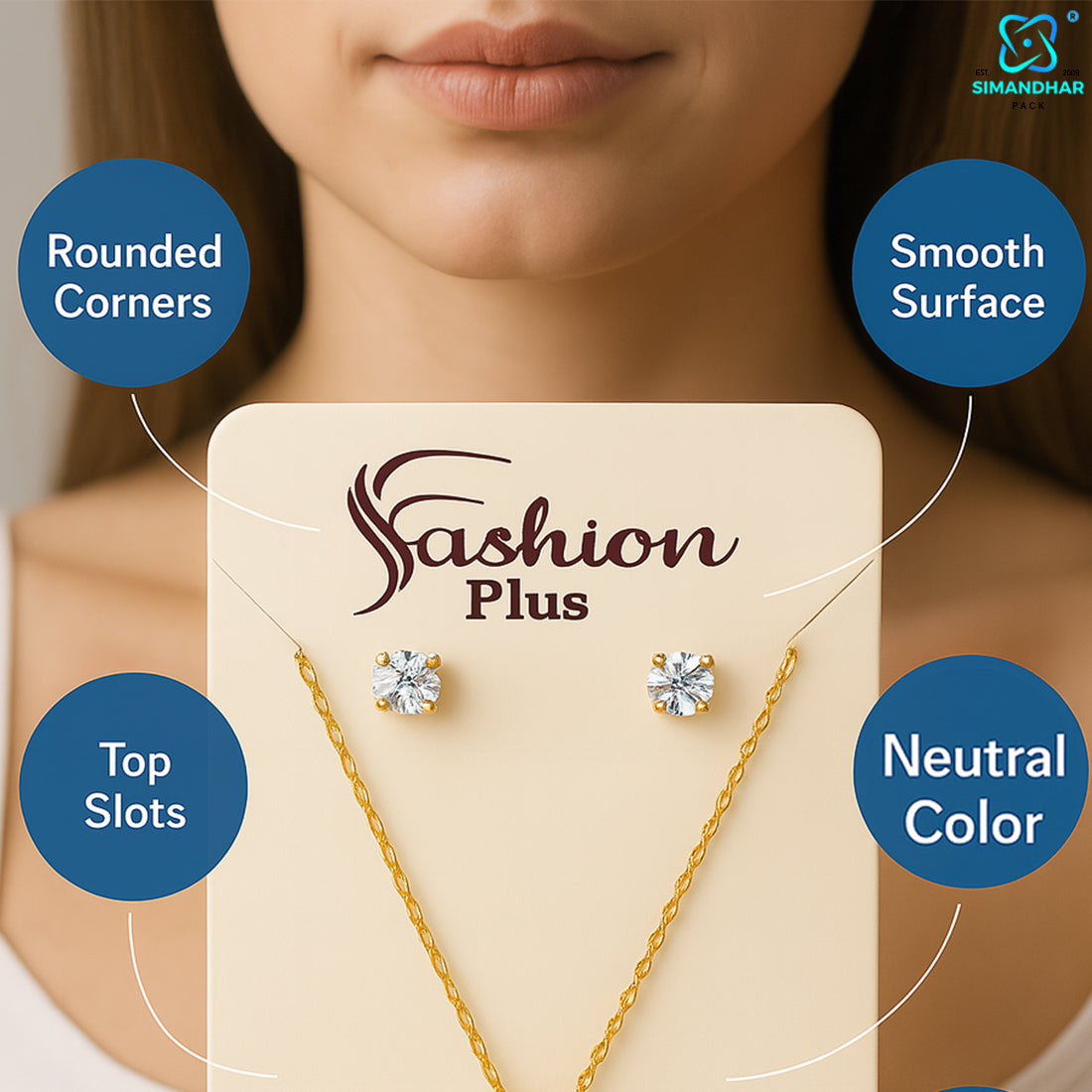 Elegant Cream Fashion Jewellery Set Card – Necklace & Earrings Holder