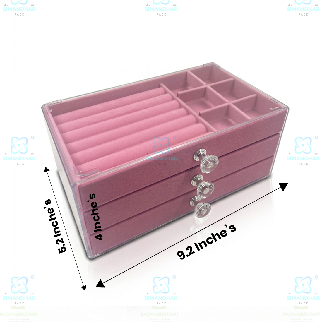 Premium 3 Tier Leather Jewellery Organizer Box with Drawer Storage for Rings, Earrings & Necklaces